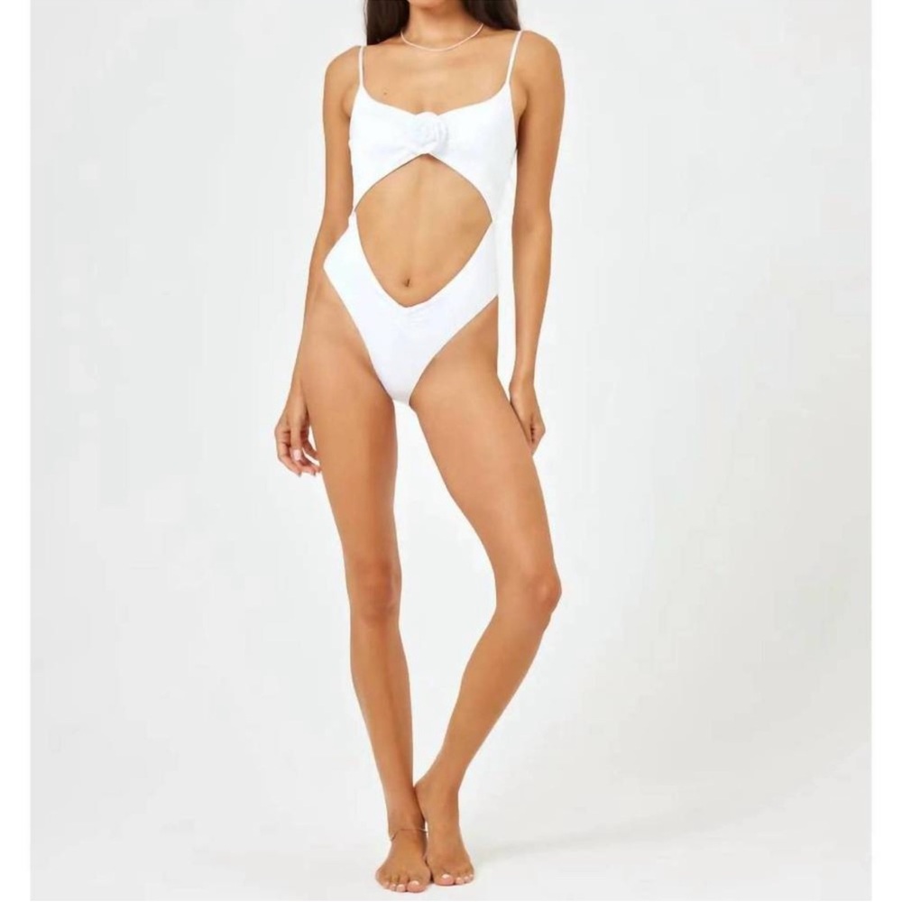 L*Space Sierra One Piece Bathing Suit - White Satin Shine, SMALL - Picture 10 of 11
